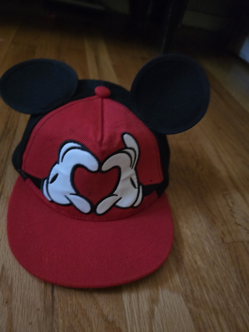 Kids Red Mickey Ear Cap with Heart Hand Design